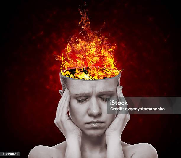 Woman With Flame Of Fire Stock Photo - Download Image Now - Concepts, Fire - Natural Phenomenon, Human Head