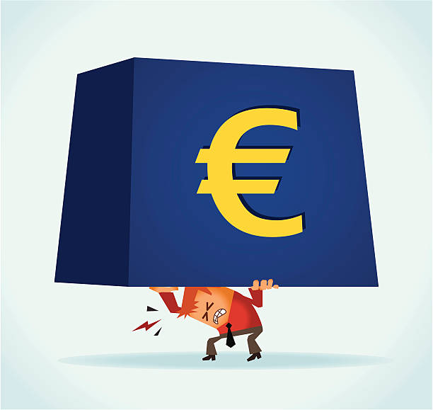 overburdened ユーロ - frustration loss european union currency euro symbol点のイラスト素材／クリップアート素材／マンガ素材／アイコン素材