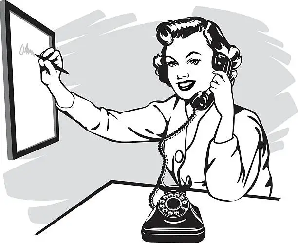 Vector illustration of vintage phone secretary