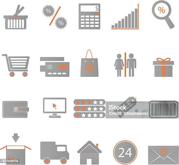 Значки Shopping — стоковая векторная графика и другие изображения на тему Без людей - Без людей, Белый, Бизнес