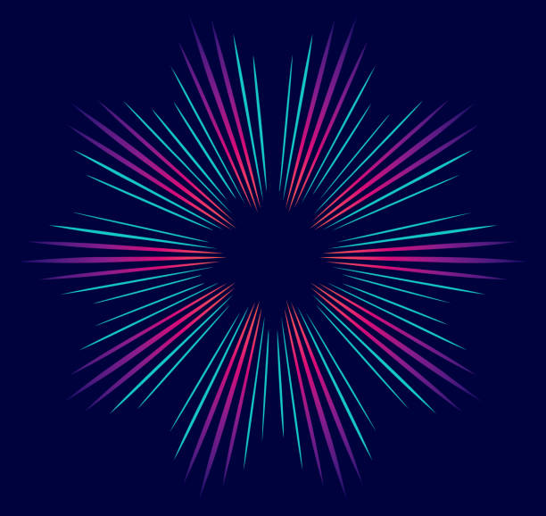 bunte radial symmetrische burst-design-element - big bang flash stock-grafiken, -clipart, -cartoons und -symbole