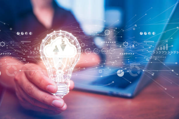 istock Businessman hand holding light bulb global internet connection. Business global internet connection application technology and digital marketing, finance, and banking, Digital link tech, big data 1474491280