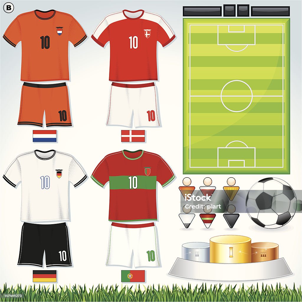 Euro 2012 Group B Vectors for Euro 2012 Group B.  Include Abstract National Uniform, Soccer Ball, Pedestal and Tactical Elements. Soccer stock vector