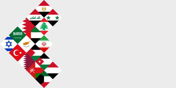 ilustrações, clipart, desenhos animados e ícones de conceito de reunião. bandeira dos países do oriente médio. ilustração vetorial - egyptian flag flag africa middle east