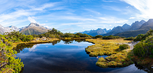 views of fiordland national park from the routeburn track trail