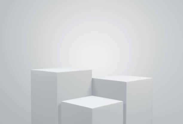 istock empty white podium.3D display podium on white background.Stand Minimal mockup for presentation.Abstract white background concept.Geometric platform show cosmetic product.Stage showcase.3D rendering 1474502563