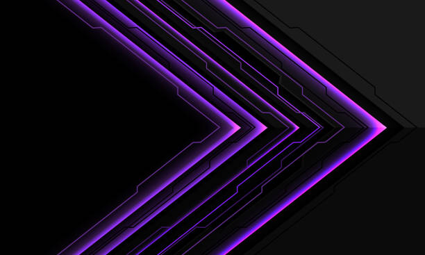 istock Abstract purple circuit black cyber arrow direction geometric overlap on grey blank space design modern futuristic background vector 1474503608