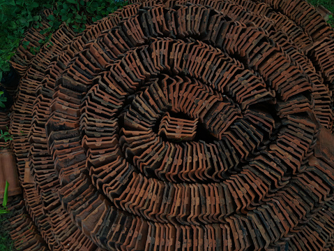 photo of rooftile arrangement. still life photo. design and background.