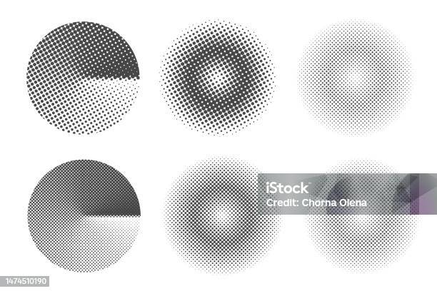 Gradient Raster Graphics Circles With Dotted Gradient Halftone Raster Gradation Effect Textured ...
