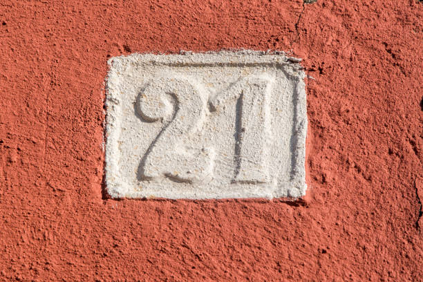 istock Old retro cast iron plate number 21 1474510723