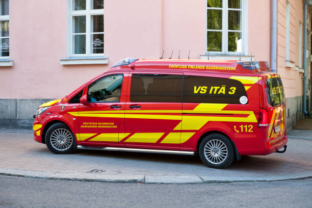 Firefighters ambulance in Turku stock photo