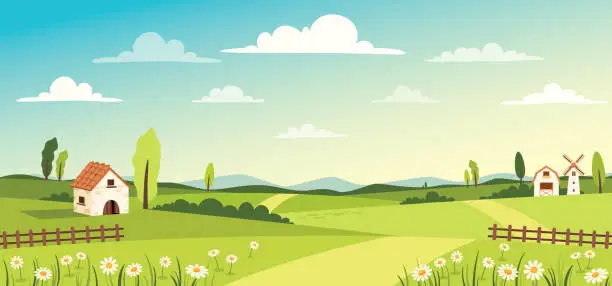 Vector illustration of Blank Green Nature Landscape Scene