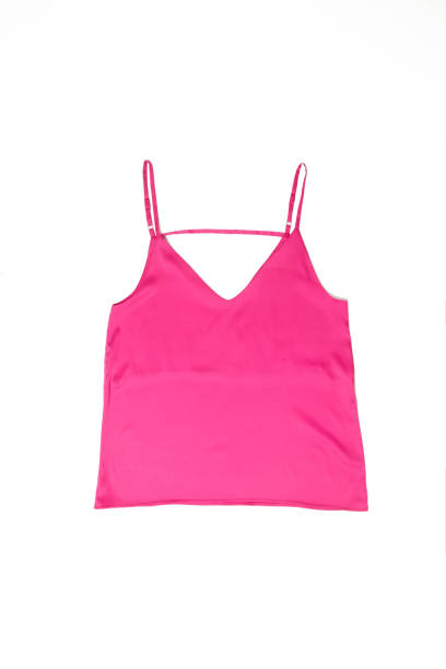 istock Women's basic elegant summer pink silk camisole top isolated on white background 1474527103