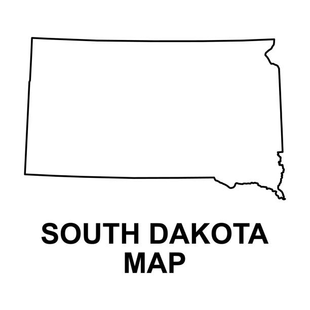 ilustrações, clipart, desenhos animados e ícones de forma de mapa da dakota do sul, estados unidos da américa. ilustração vetorial do símbolo do símbolo de conceito plano - south dakota map pierre cartography