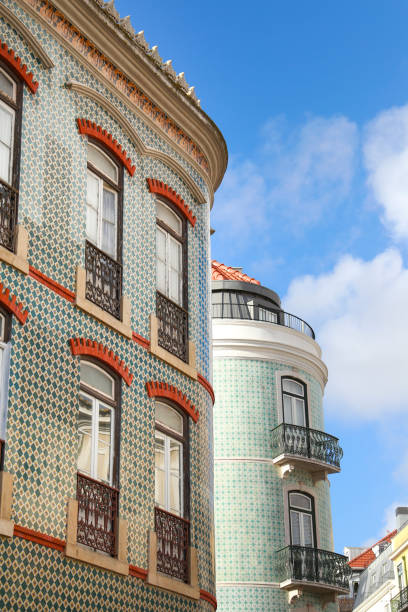 istock Typical vintage portuguese facades with tiles 1474528522
