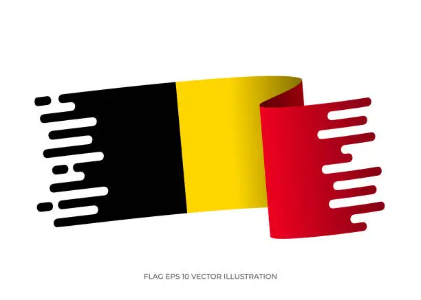 Vector illustration of Belgium Flag, Belgian flag Banner shape vector stock illustration