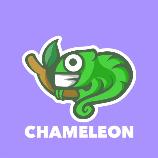 Vector illustration of Chameleon funny