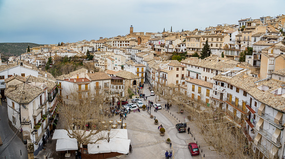 Cazorla, Spain - February 22, 2023: Main Square in Cazorla city, beautiful tourist city of Andalusia, Spain