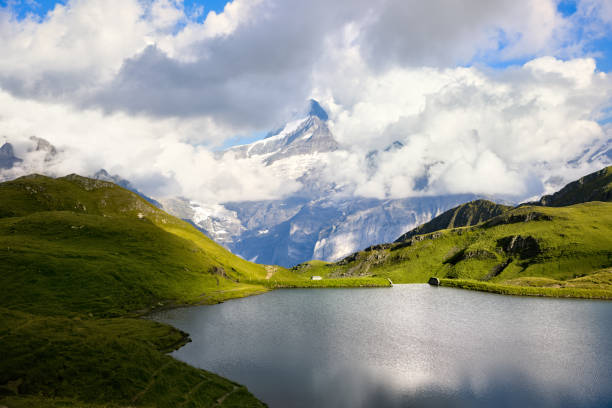 Mountain, Clouds, Bachalpsee Lake, Alps, Switzerland