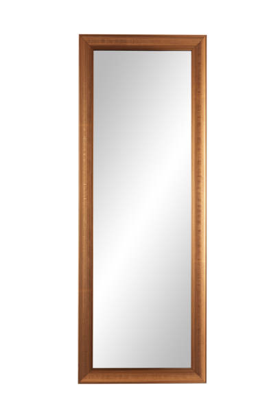 istock Large golden framed mirror isolated on white background 1474563337