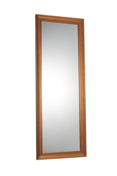 istock Large golden framed mirror isolated on white background 1474563359