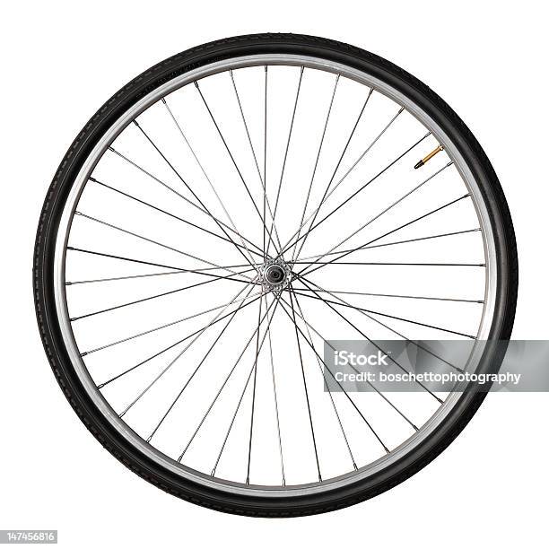 Vintage Bicycle Wheel Isolated On White Stock Photo - Download Image Now - Bicycle, Wheel, Cut Out