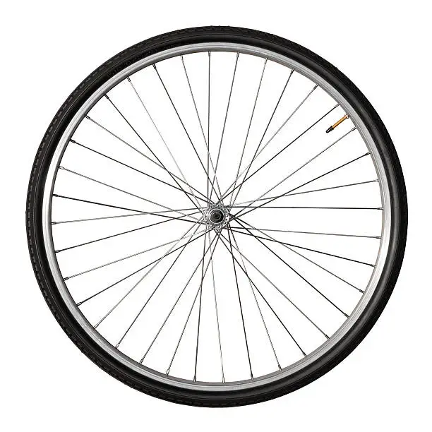 Front wheel of a vintage bicycle, isolated on white. Clipping path included (inner edges)