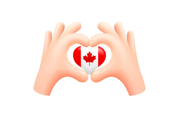 istock Canada flag in form of hand heart. National flag concept. Vector 1474573809