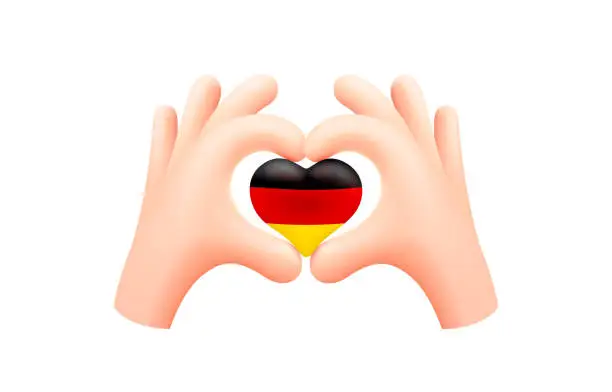 Vector illustration of Germany flag in form of hand heart. National flag concept. Vector