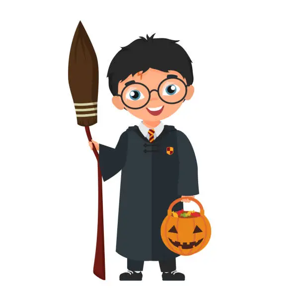Vector illustration of Harry potter halloween kid