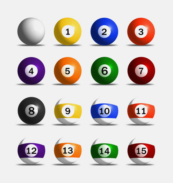 Pool ball with numbers collection. white background.