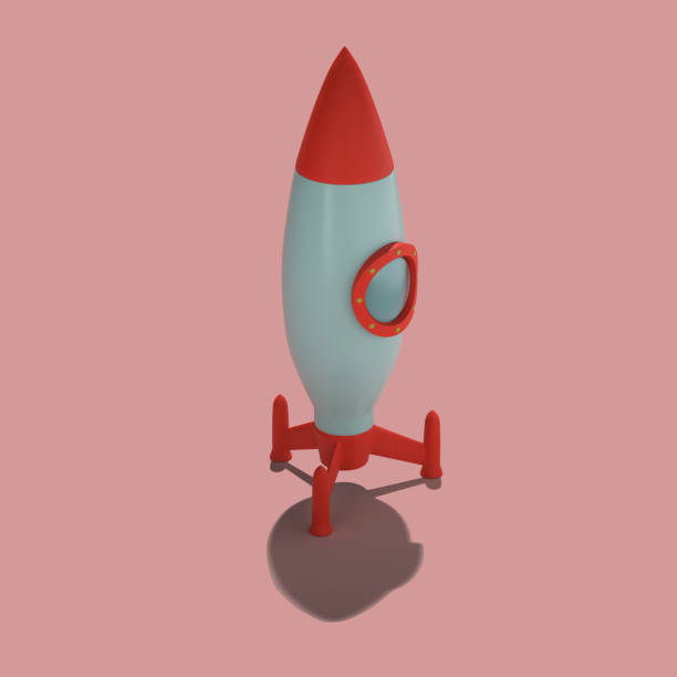 istock Space rocket model with a hard shadow on a pink background - a blank for a seamless graphic pattern. 3D rendering. Layout. 1474586644
