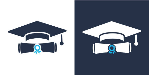 stockillustraties, clipart, cartoons en iconen met graduation icon. solid icon vector illustration. for website design, logo, app, template, ui, etc. - diploma