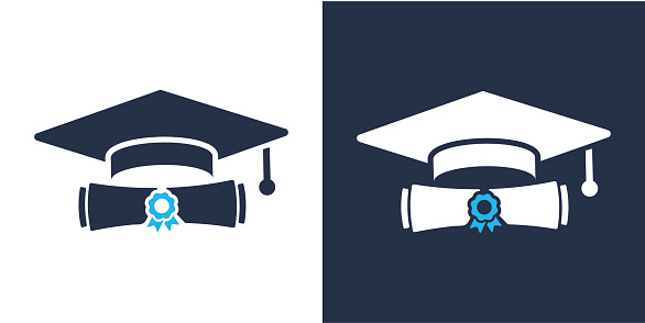 Graduation icon. Solid icon vector illustration. For website design, logo, app, template, ui, etc.