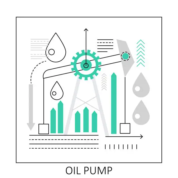 Vector illustration of Oil pump industry