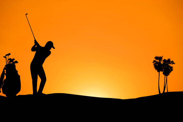 Man golfing on a golf course in south Florida. Okeeheelee golf course in West Palm Beach Florida