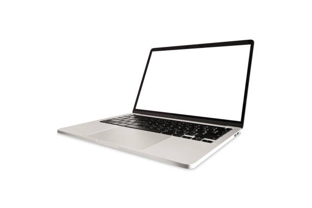 istock Laptop computer with blank screen isolated on white background included clipping path. 1474591703