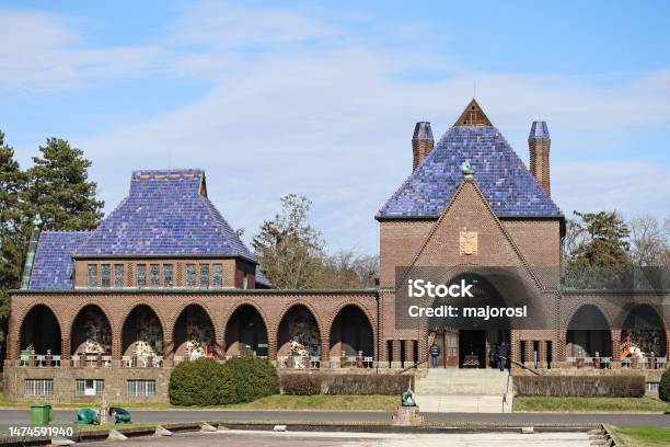 Building Of The Mortuary In Debrecen City Stock Photo - Download Image Now - Arch - Architectural Feature, Blank, Brick