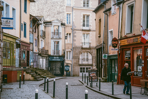 March 12th 2023,Rennes, France: Locals walking on the street, enjoying the city view and shopping in the downtown of Rennes, Brittany,France. Rennes is the capital of Brittany with rich history and cultures.