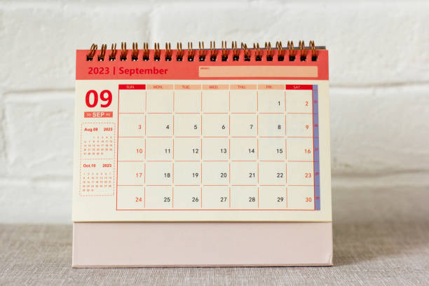 istock Desktop calendar for September 2023. Desktop calendar for time planning. 1474596308