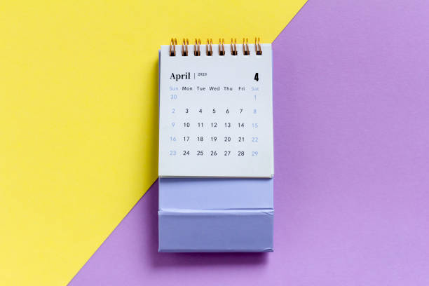 istock Desktop calendar for April 2023. Calendar for planning on a colored background. 1474597191