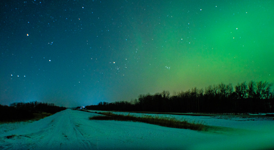 Northern lights on a winter night in Winnipeg