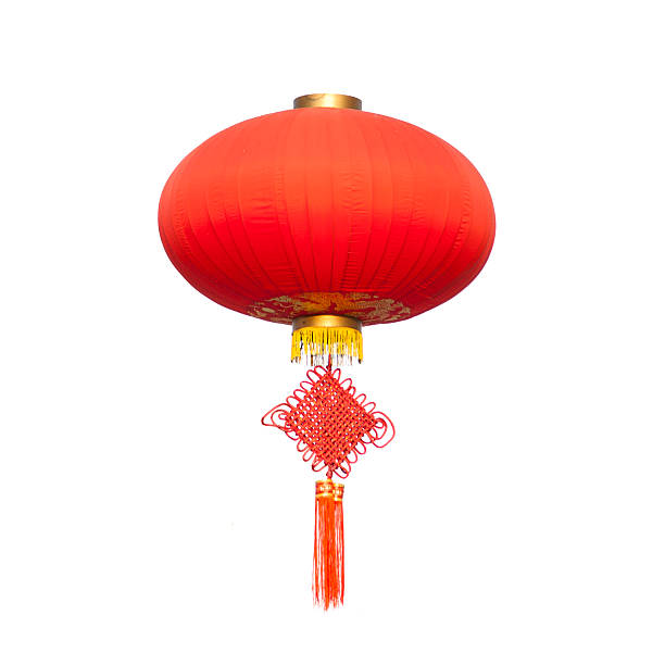 中国の伝統的な装飾の結び目、ランタン白背景 - chinese lantern ストックフォトと画像