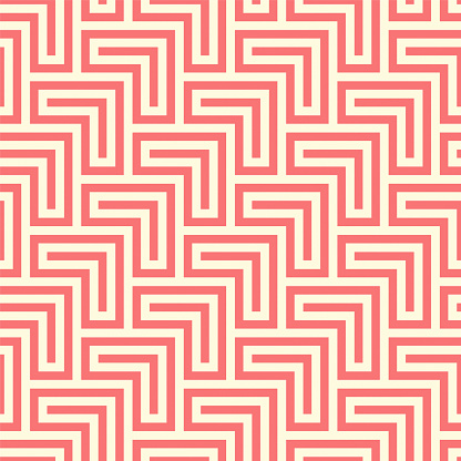 Retro Style Design Chevron Seamless Pattern Vector Red Pale Yellow Abstract Background. 1960s 1970s Stylish Fancy Repetitive Geometric Abstraction. Trendy Old Fashioned Vintage Cool Textile Ornament