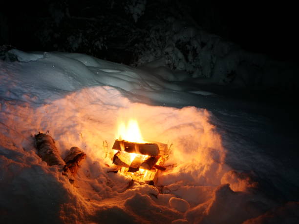istock Campfire in the forest on a winter night 1474598493