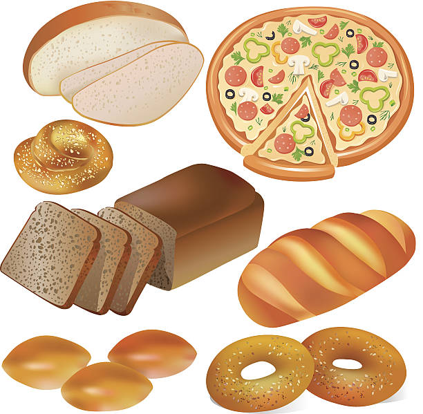 Bread and bakery set vector art illustration