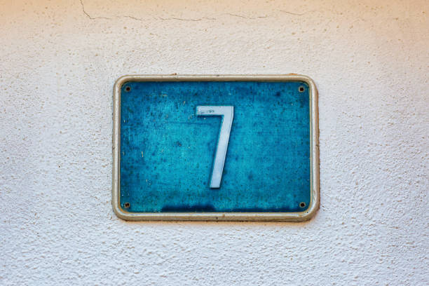 istock Old Weathered House Number 7, Tile on Wall 1474610273