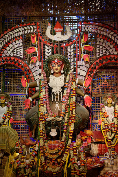 istock Goddess devi Durga idol decorated at a puja pandal in Kolkata, West Bengal, India. Durga Puja is one of the biggest religious festivals of Hinduism and is now celebrated worldwide. 1474613435
