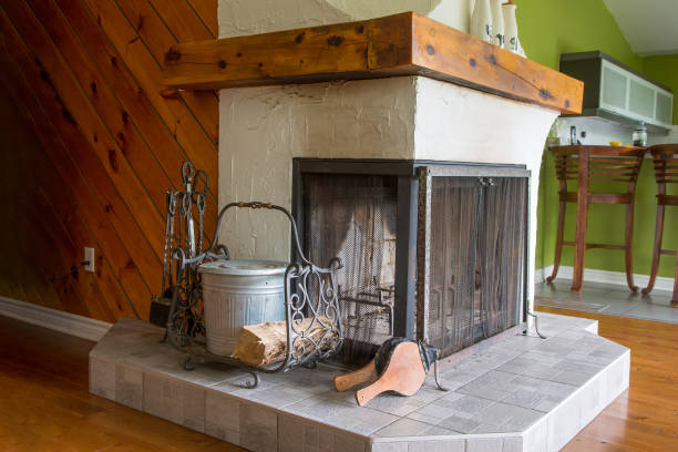 istock Fireplace in a country house 1474613947
