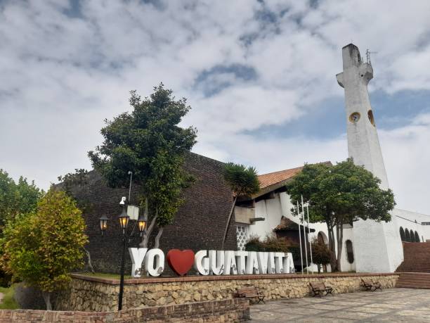istock Guatavita town main square with clock tower Colombia 1474616306